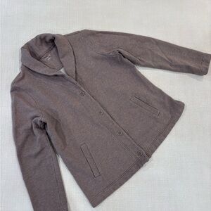 LAND’S END Shawl-Collar Button-Down Cardigan in Taupe (XL)